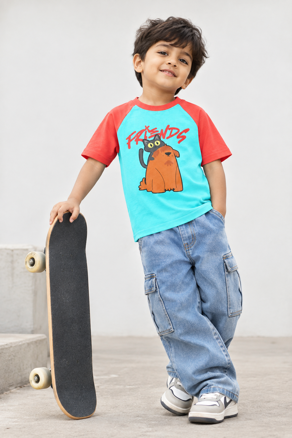 Friends Dog & Cat Raglan Cotton T-Shirt