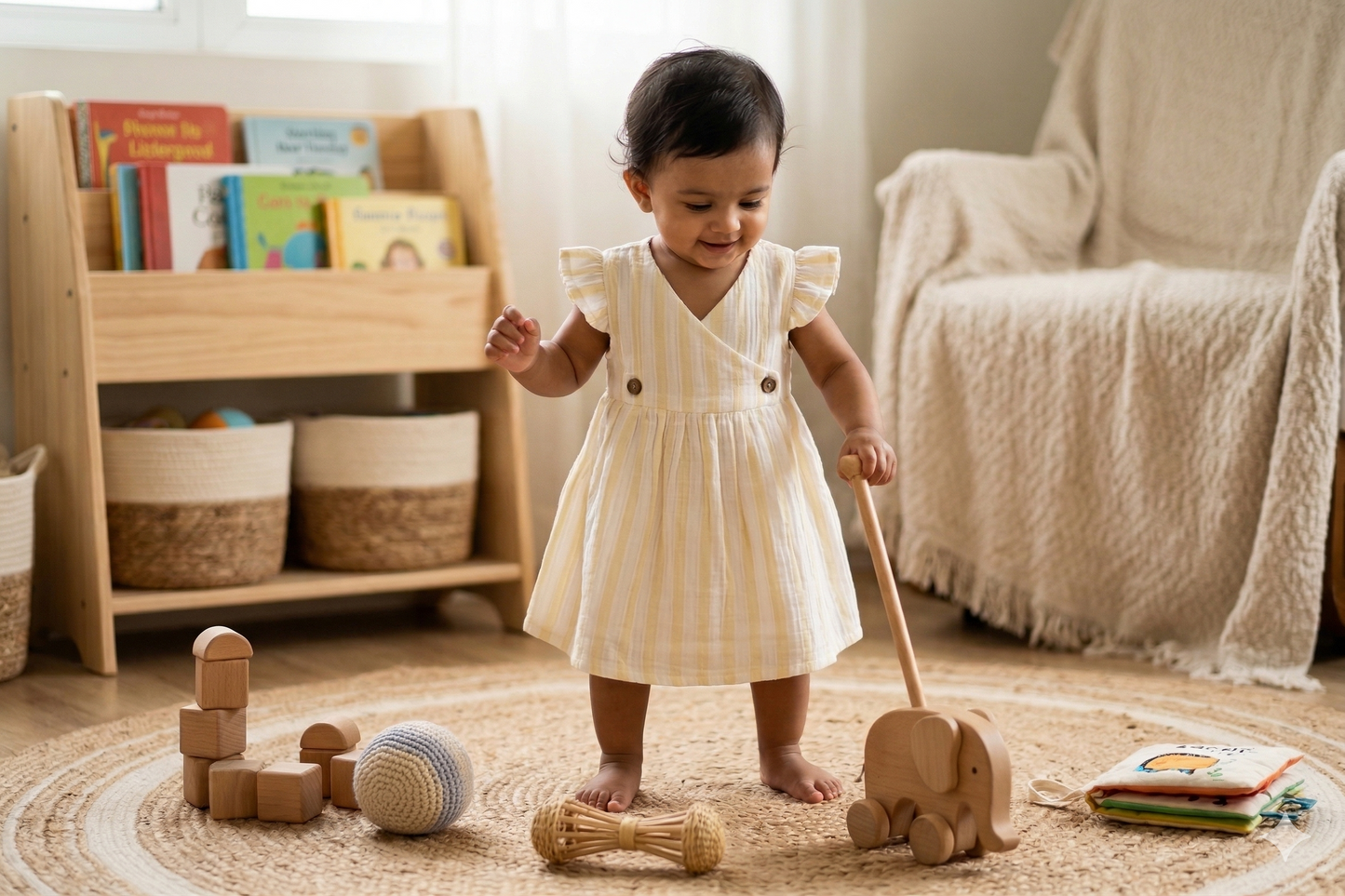 Lemon Zest Stripe Flutter Dress