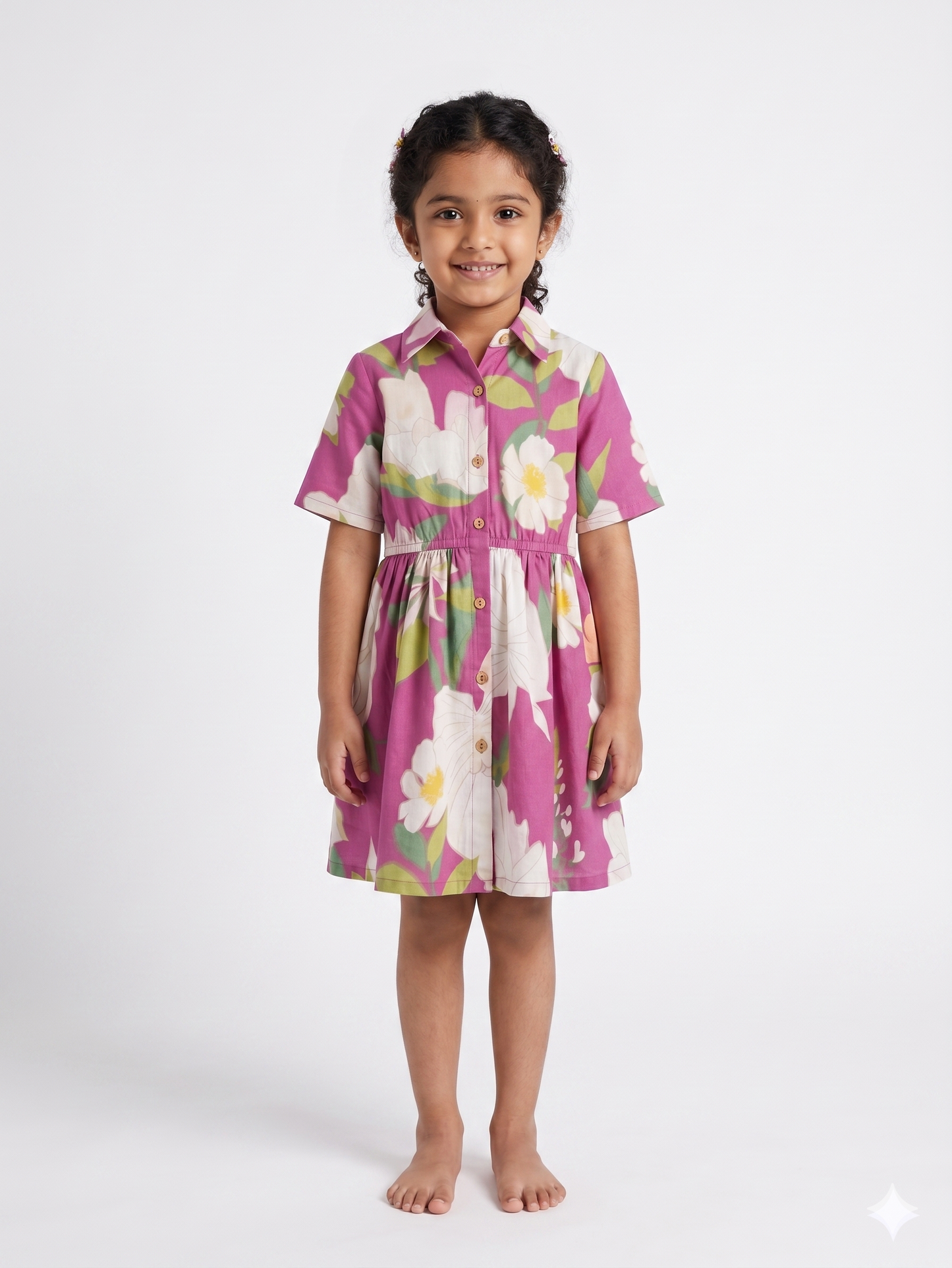 Plum Blossom Cotton Shirt Dress