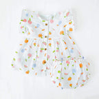 Magic Doodles - Half Sleeve Puff Muslin Cotton Frock with Bow (0m to 5 years) NEW
