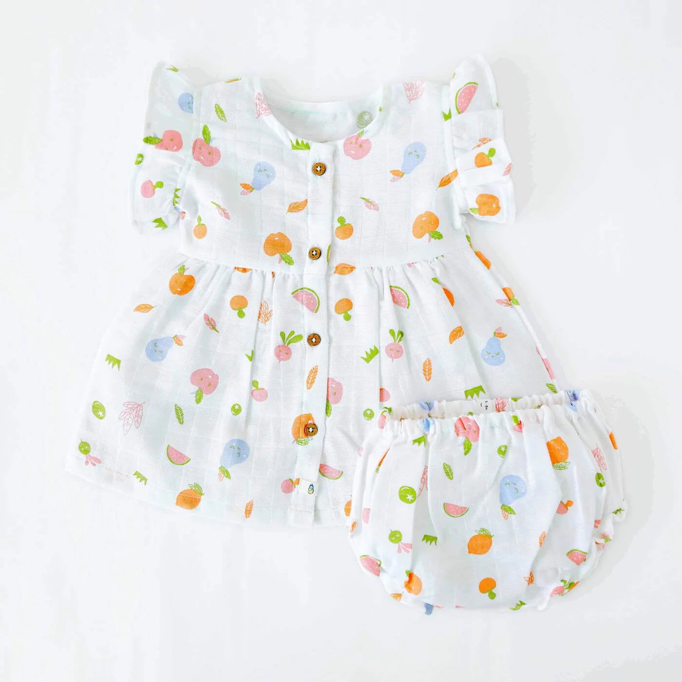 Magic Doodles - Half Sleeve Puff Muslin Cotton Frock with Bow (0m to 5 years) NEW