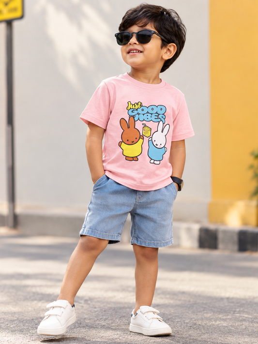 Just Good Vibes Bunny Cotton T-Shirt