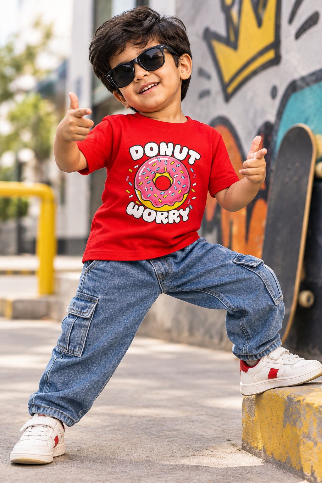 Donut Worry Graphic Cotton T-Shirt