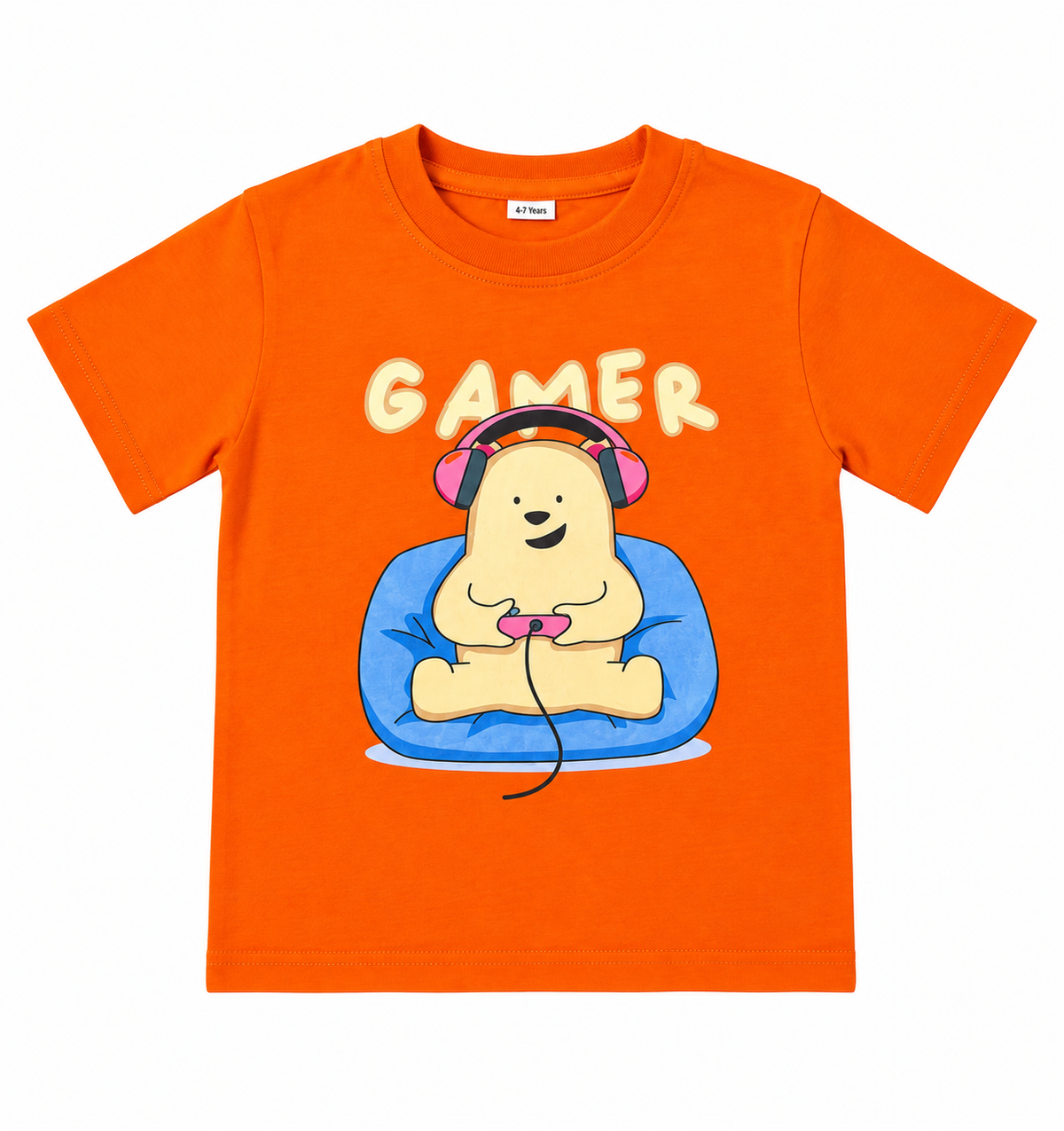 Gamer Bear Graphic Cotton T-Shirt
