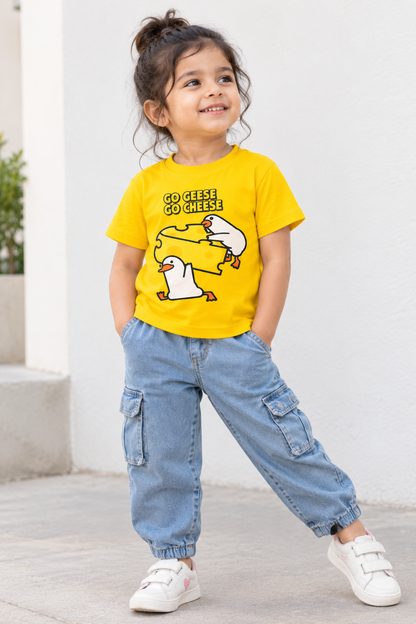 Go Geese Go Cheese Graphic Cotton T-Shirt