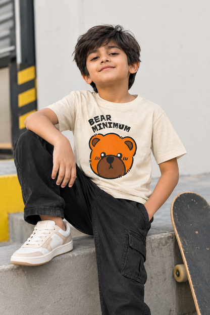 Beige bear graphic kids T-shirt product image