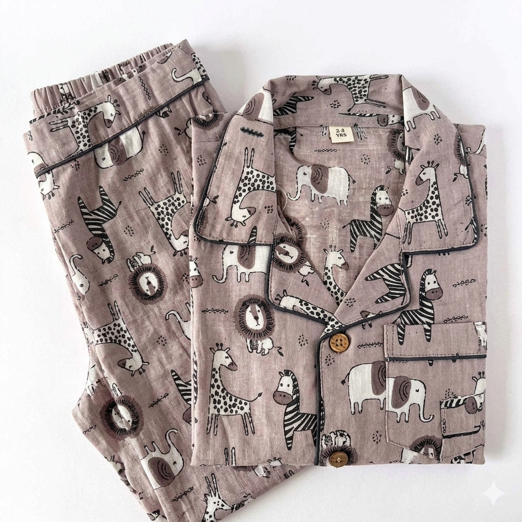 The Safari Friends Cotton Pajama Set