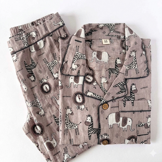 The Safari Friends Cotton Pajama Set