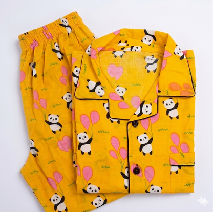 Panda Balloon Cotton Pajama Set