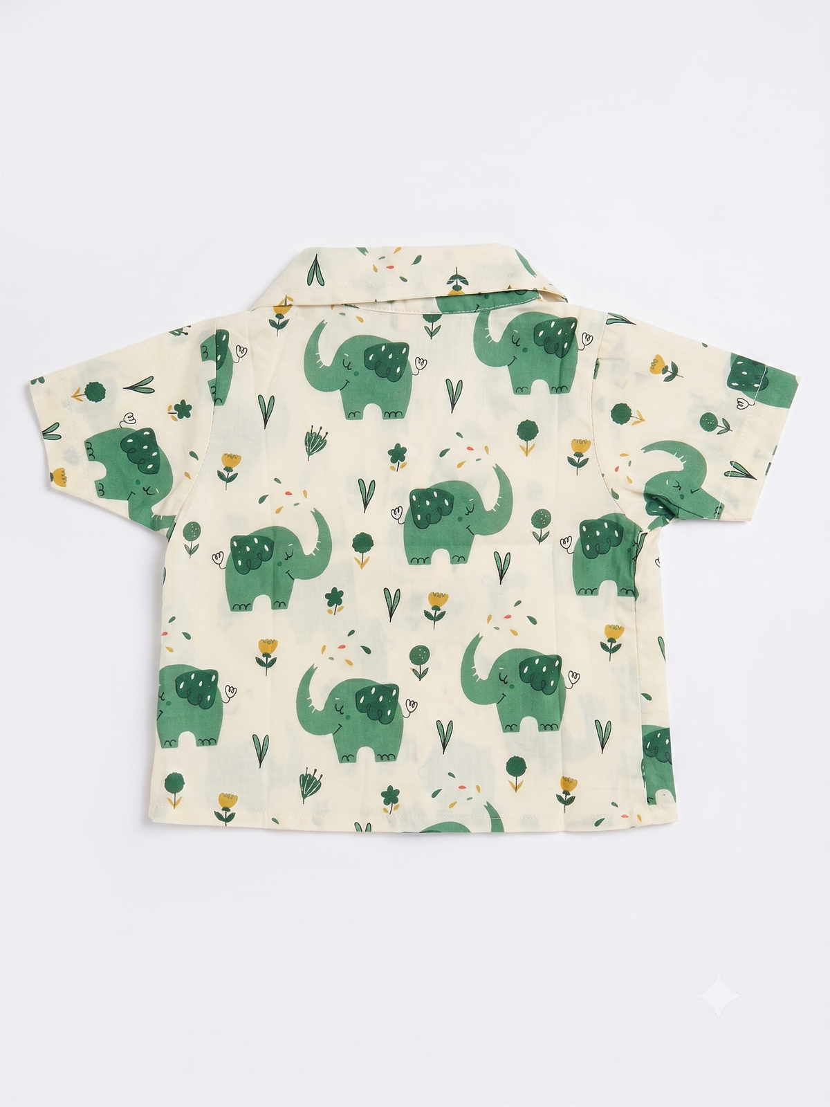 Playful Green Elephant Cotton Shirt