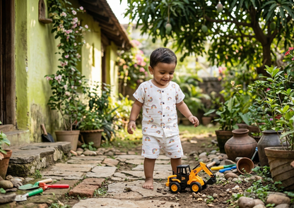 Sun & Rainbow Muslin Lounge Set – Earthy Tones