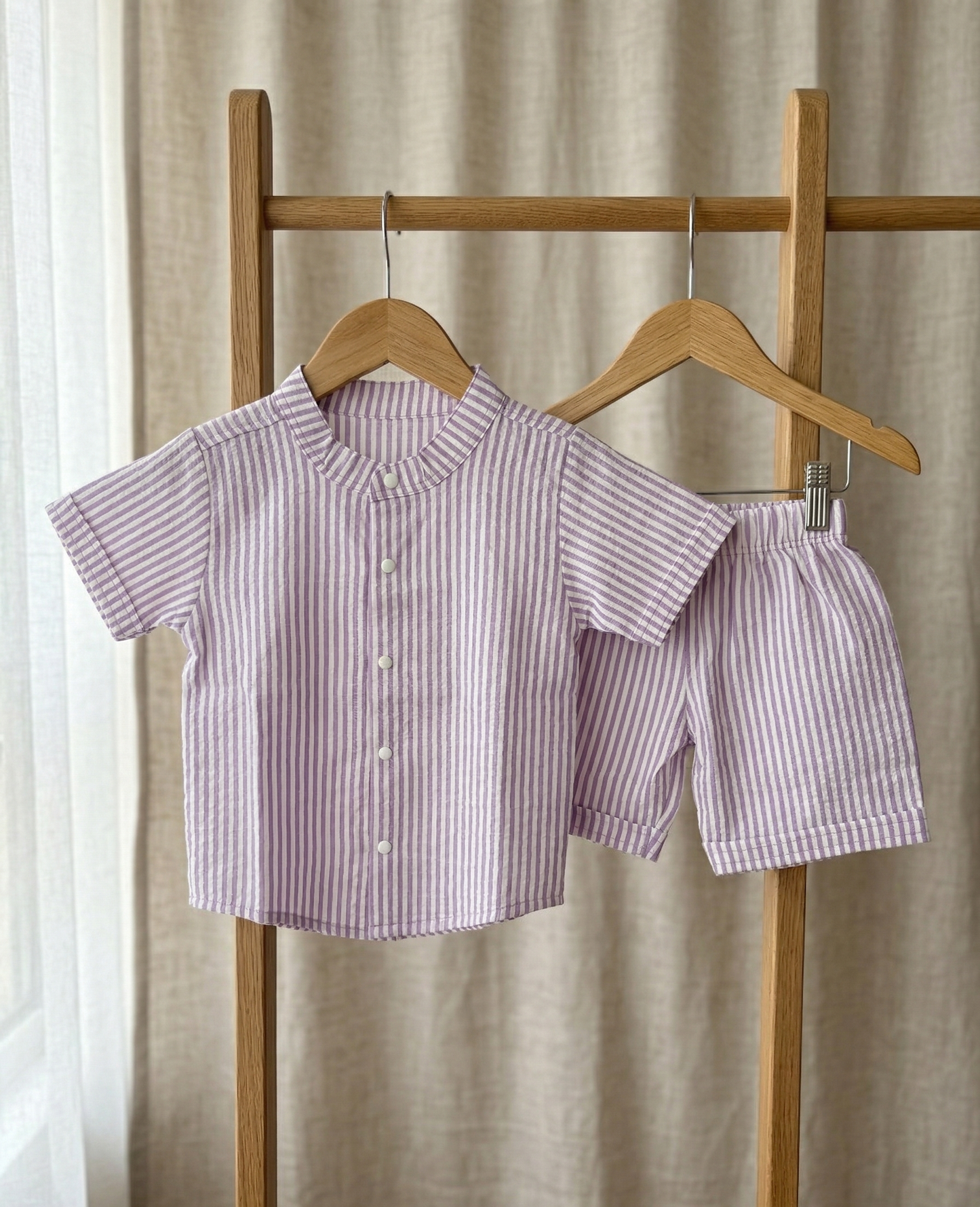 Lilac Stripe Seersucker Set