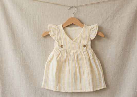 Lemon Zest Stripe Flutter Dress