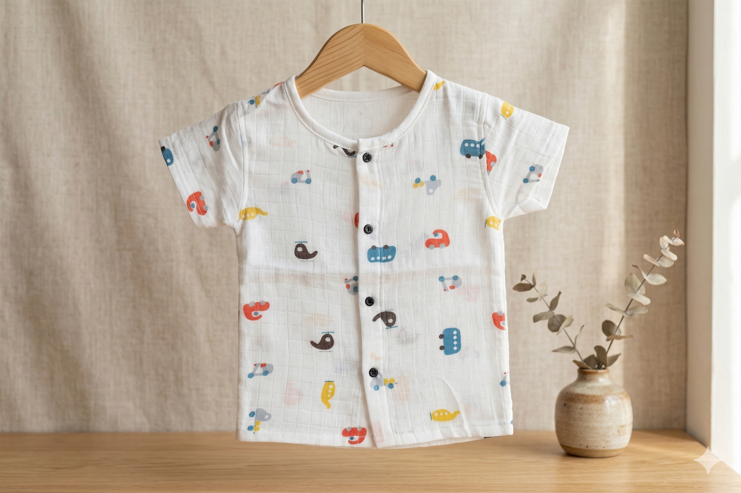 Tiny Travelers Organic Muslin Short Sleeve Button-Down Shirt