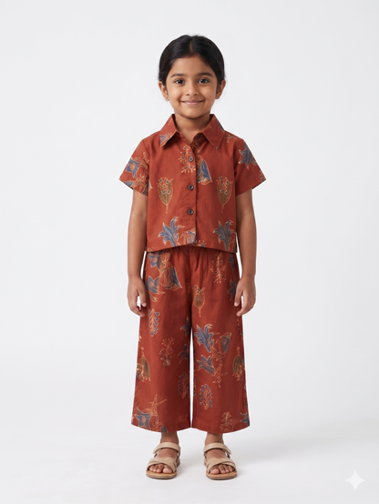 Terracotta Ajrakh Cotton Co-ord Set