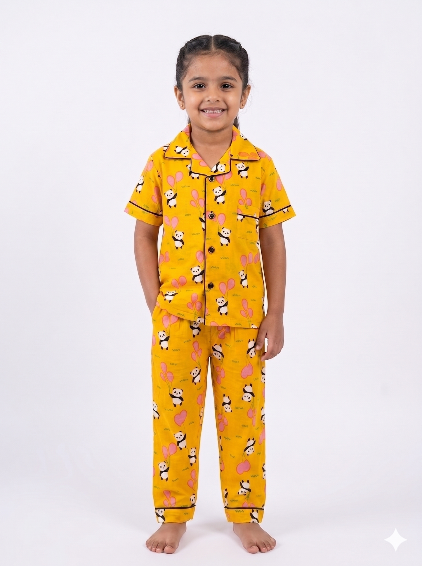 Panda Balloon Cotton Half-Sleeve Pajama Set
