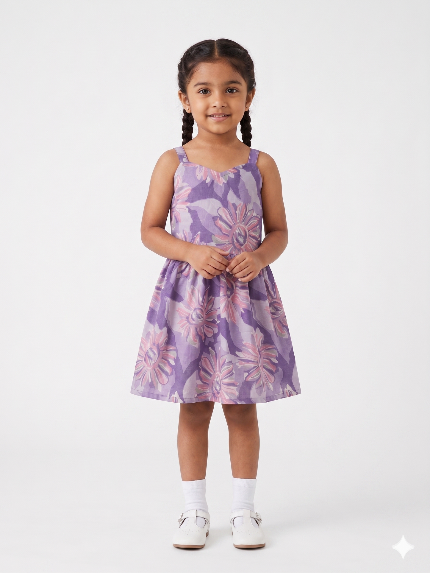 Lavender Bloom Cotton Strap Dress
