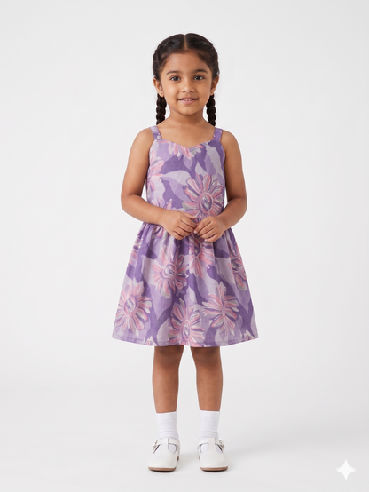 Lavender Bloom Cotton Strap Dress