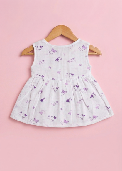 Lilac Songbird Muslin Sleeveless Dress