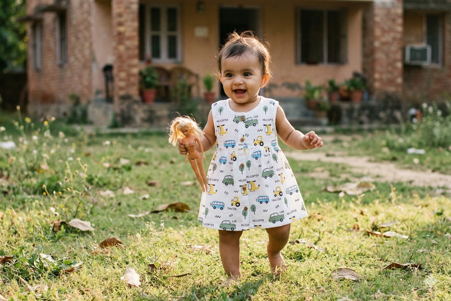 Busy City Muslin Sleeveless Dress