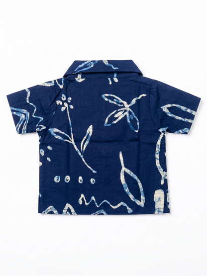 Indigo Batik Print Cotton Shirt