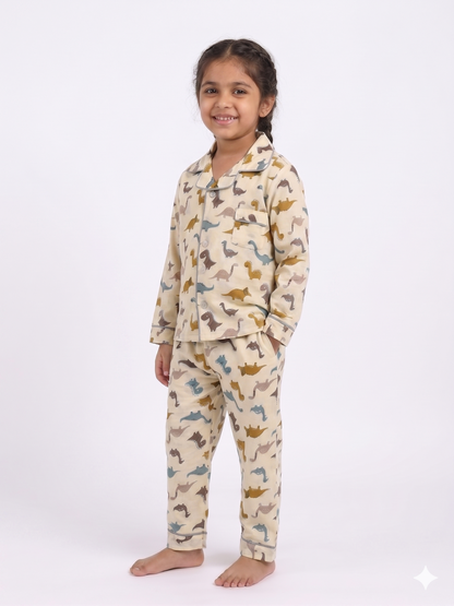 Earthy Dinosaur Cotton Pajama Set