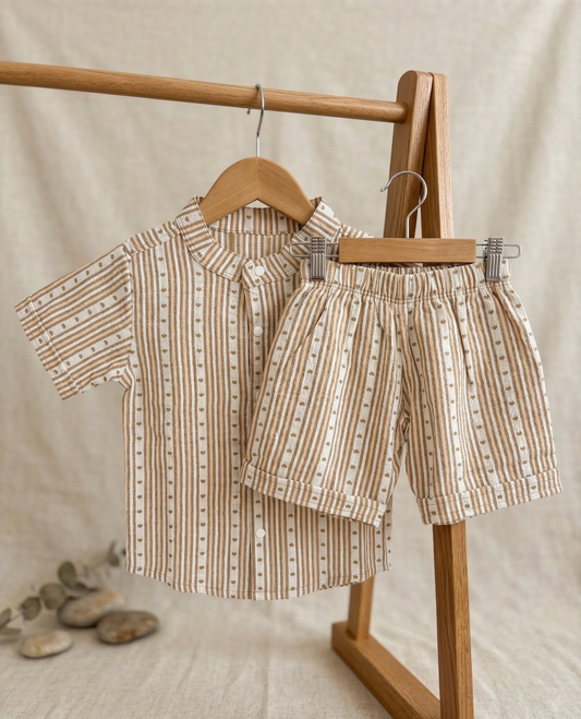 Golden Heart Stripe Seersucker Set