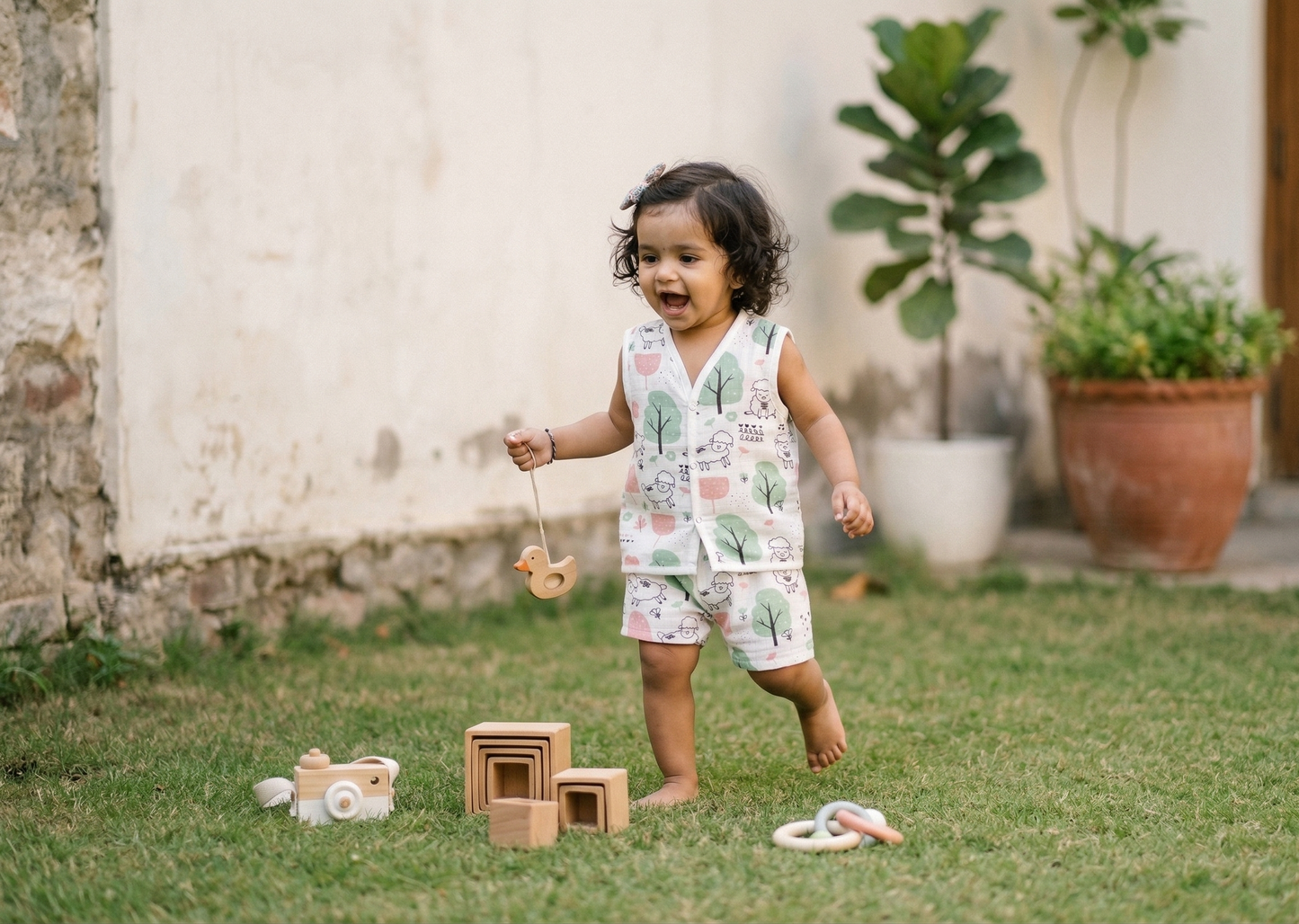 Meadow Lamb Muslin Sun Suit Set