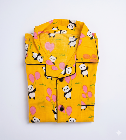 Panda Balloon Cotton Half-Sleeve Pajama Set