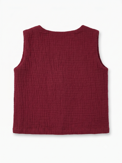 Burgundy Crushed Muslin Jabla