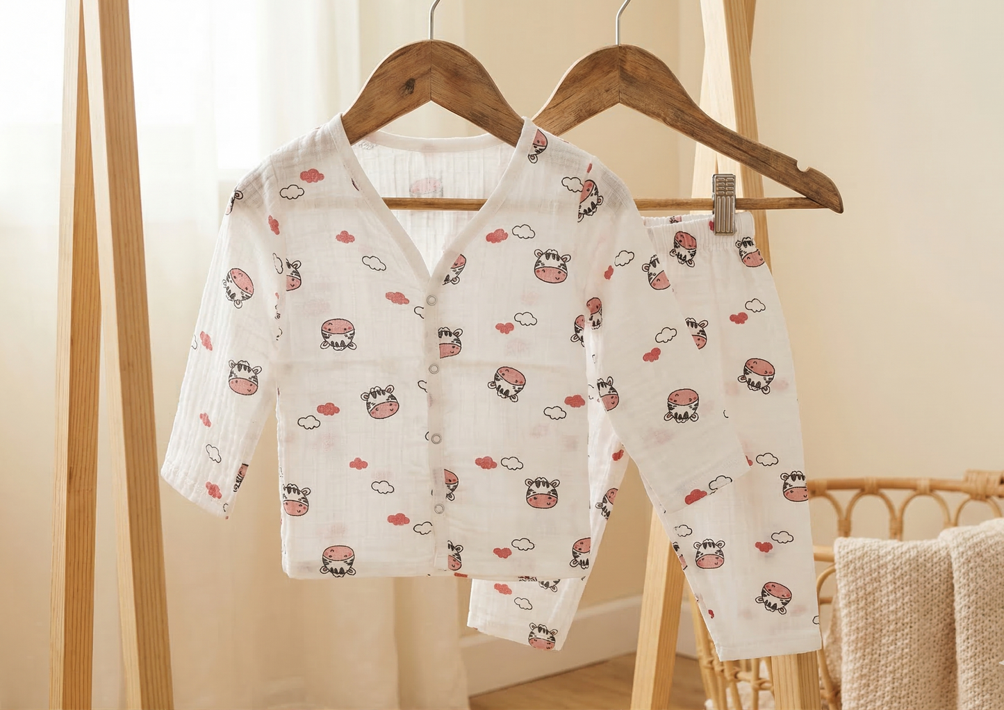 Happy Hippo Clouds Organic Muslin Cord Set