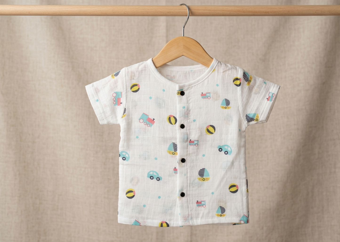 Little Adventurer Muslin Set – Transport Print
