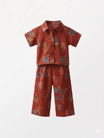 Terracotta Ajrakh Cotton Co-ord Set