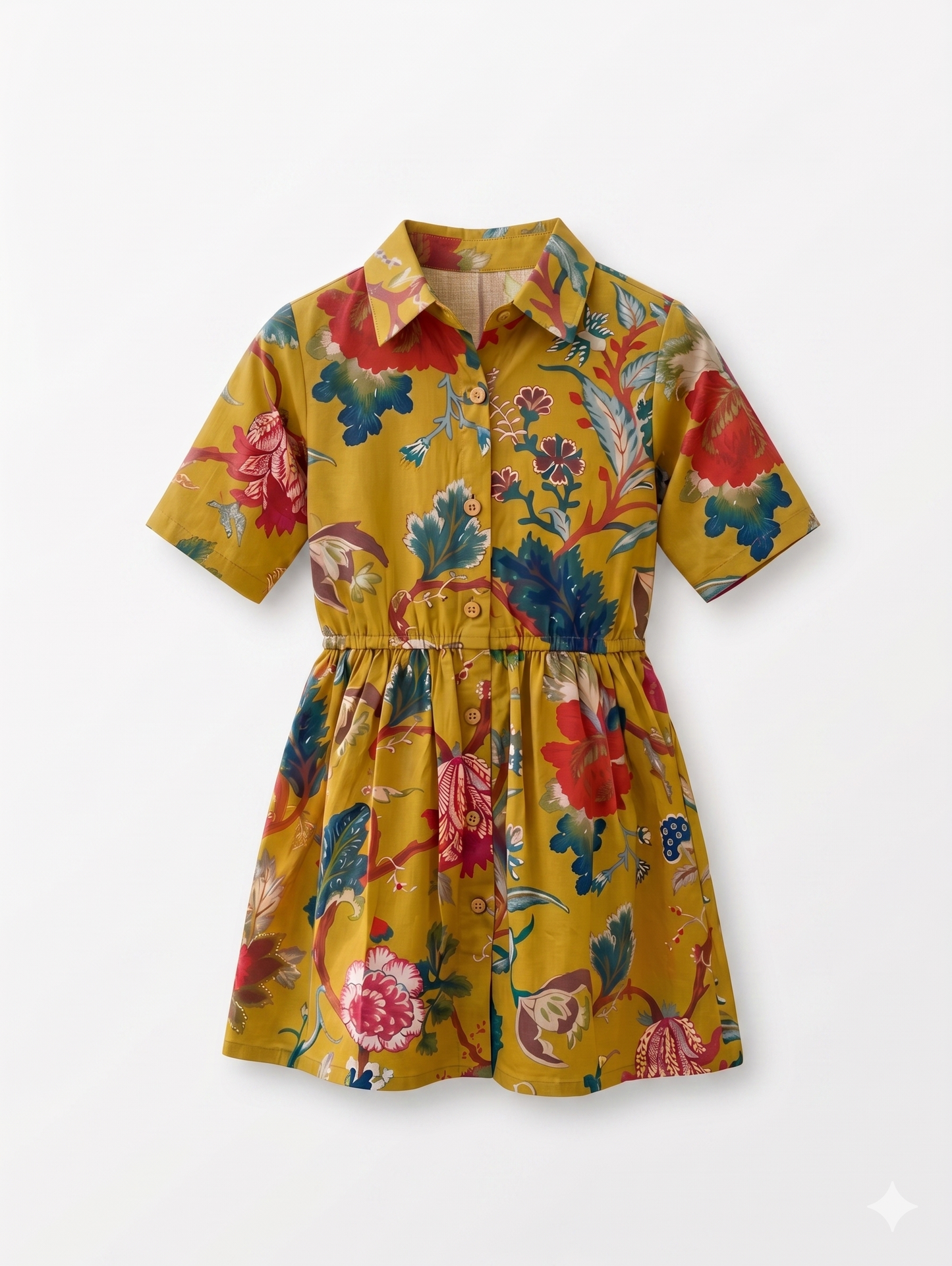 Mustard Marigold Cotton Shirt Dress