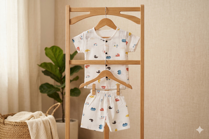 Tiny Travelers Organic Muslin Short Sleeve Button-Down Shirt