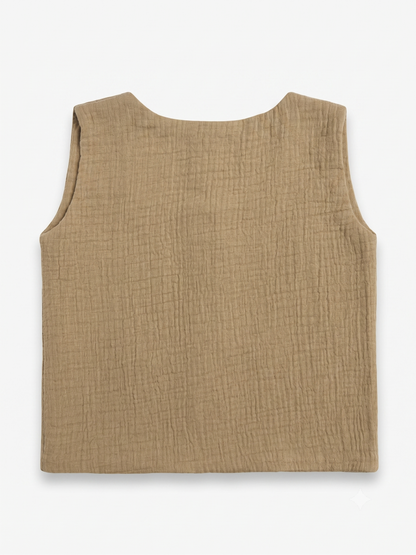 Khaki Green Crushed Muslin Jabla