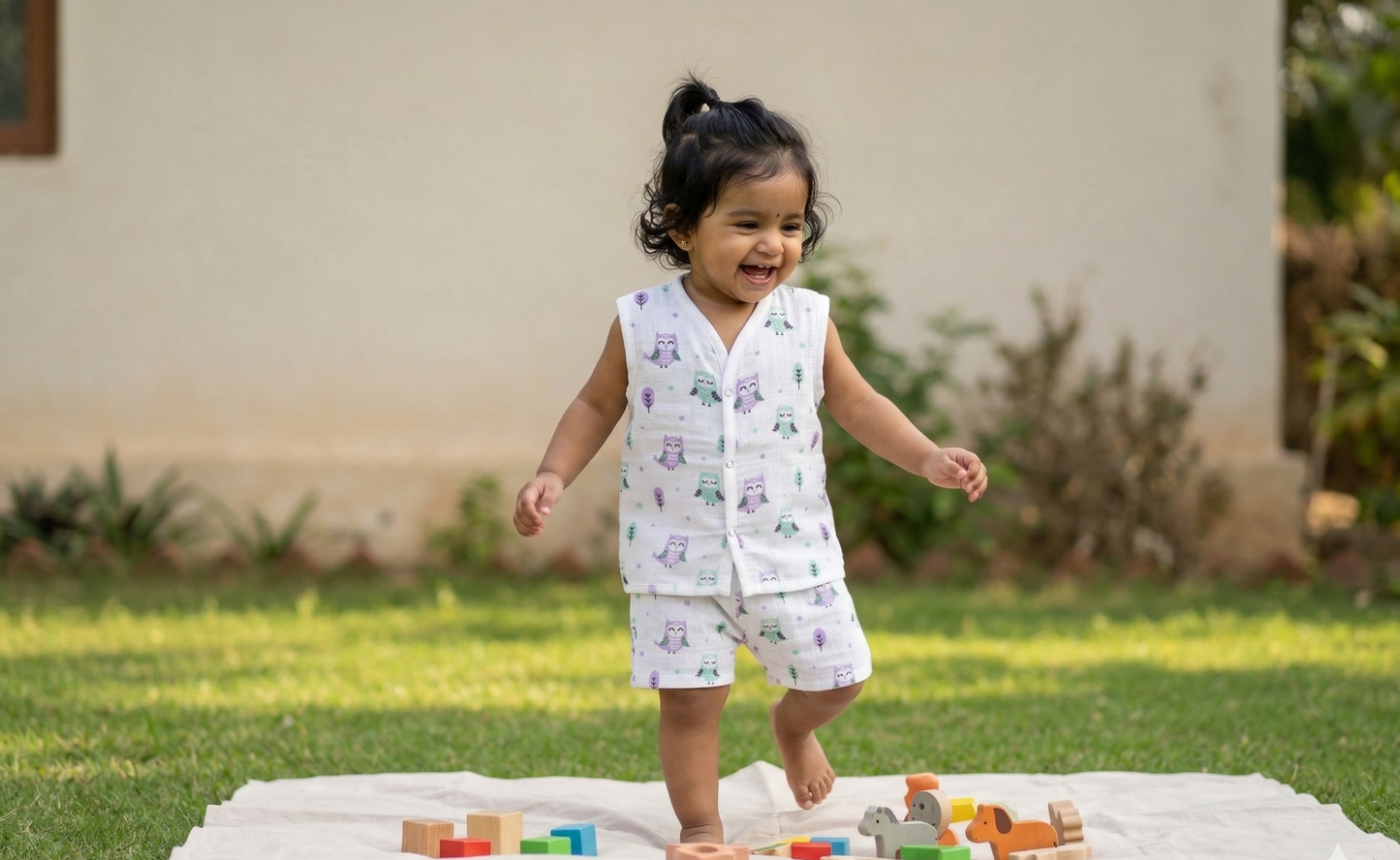 Night Owl Muslin Sun Suit Set