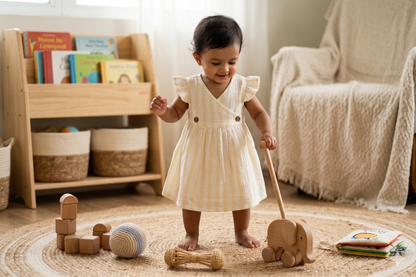 Lemon Zest Stripe Flutter Dress