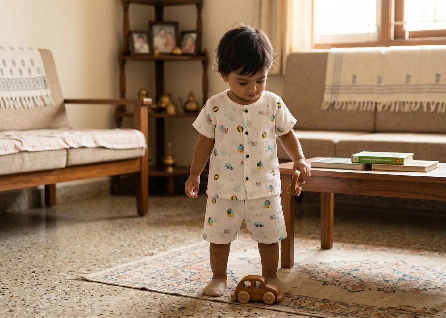 Little Adventurer Muslin Set – Transport Print