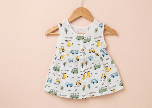 Busy City Muslin Sleeveless Dress