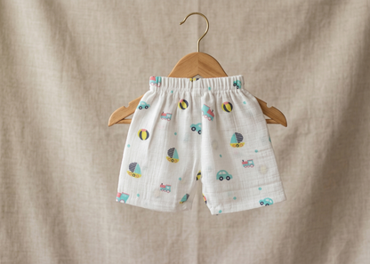 Little Adventurer Muslin Set – Transport Print