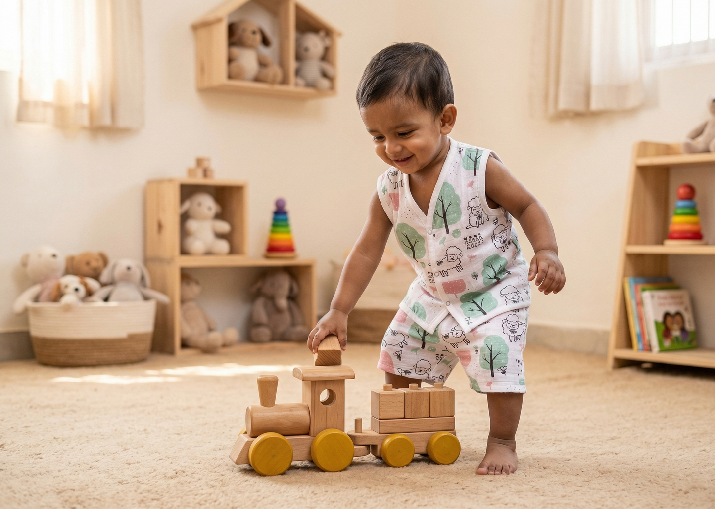 Meadow Lamb Muslin Sun Suit Set
