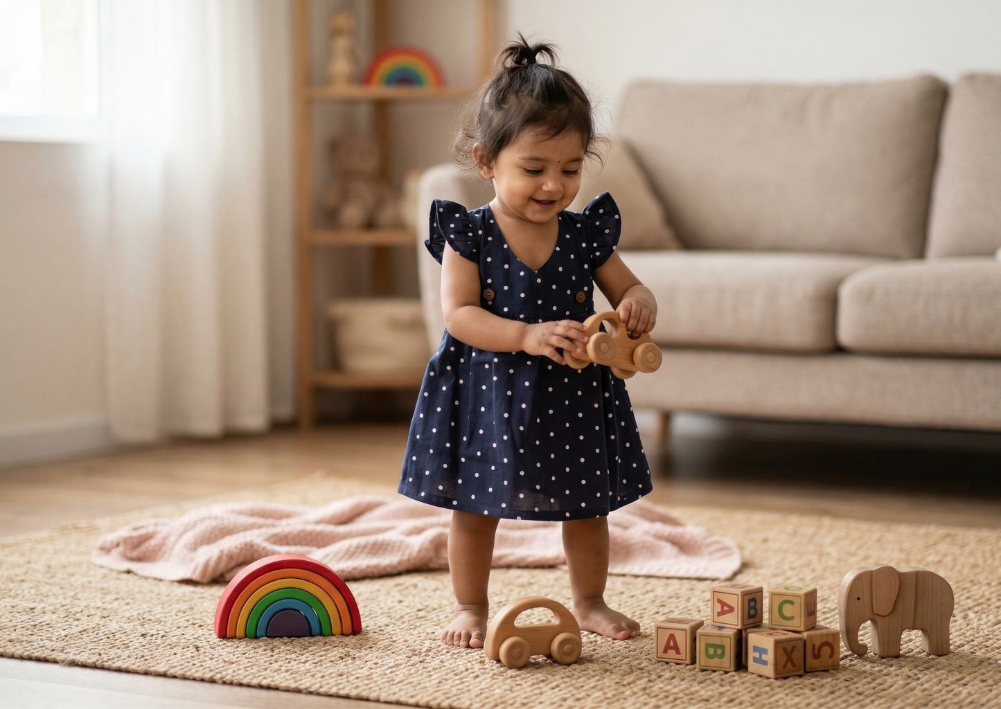 Midnight Polka Flutter Dress