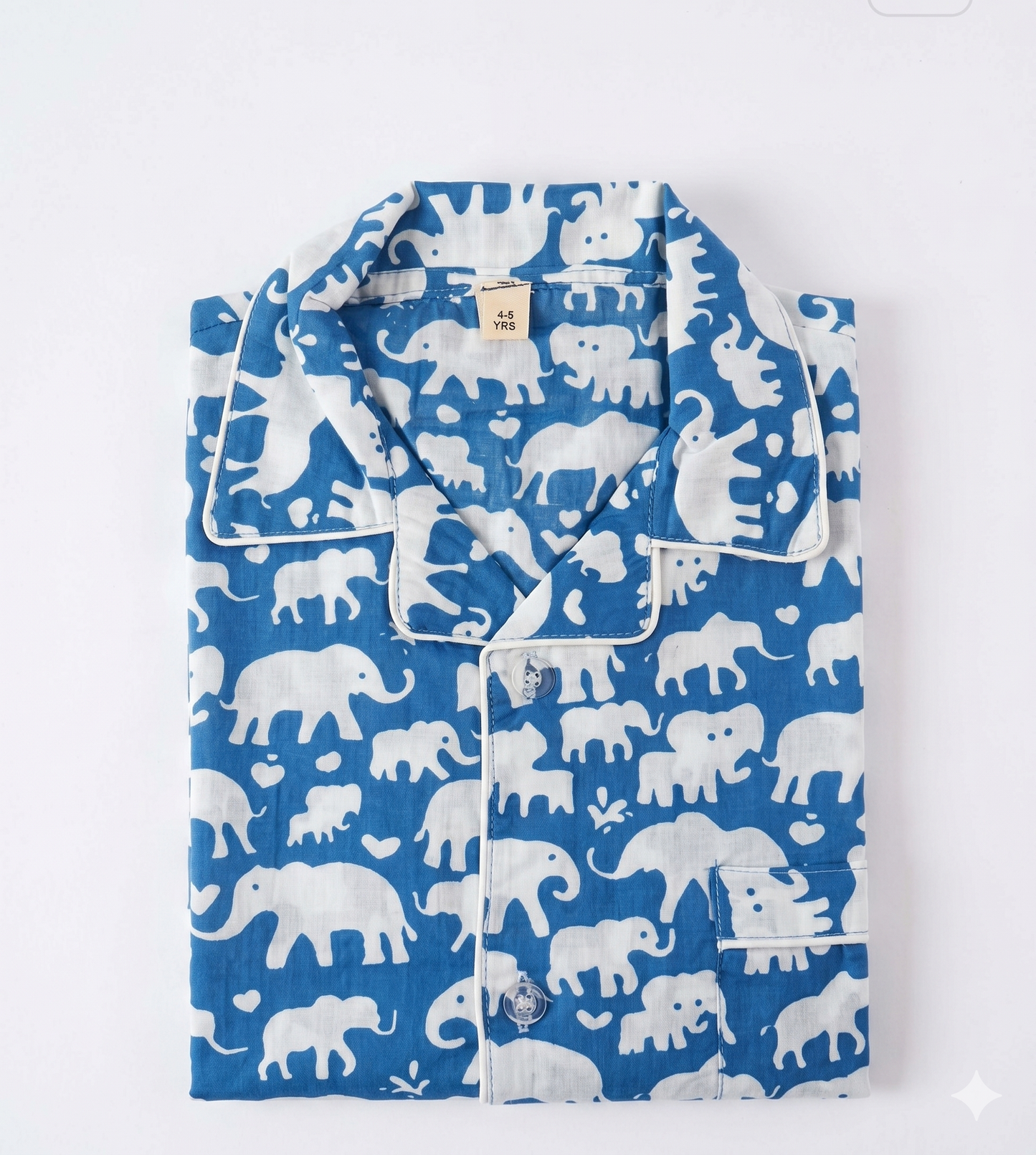 Blue Elephant Cotton Half-Sleeve Pajama Set