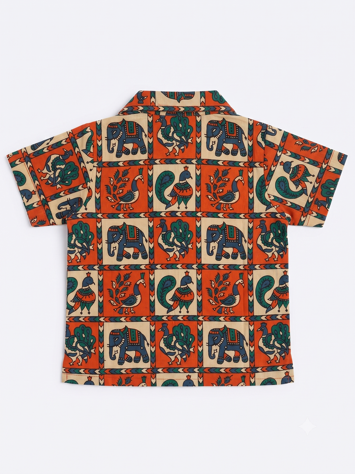 Traditional Elephant & Peacock Cotton Shirt