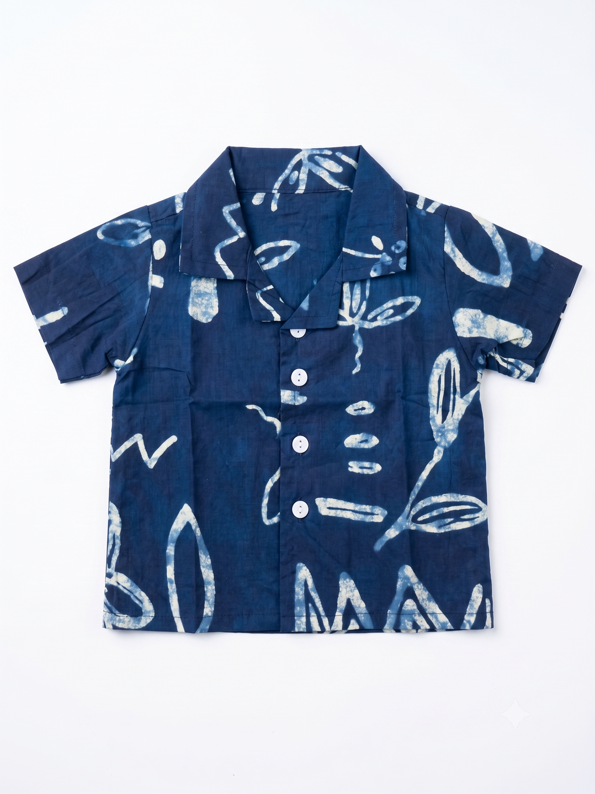 Indigo Batik Print Cotton Shirt