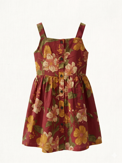Crimson Amber Cotton Strap Dress