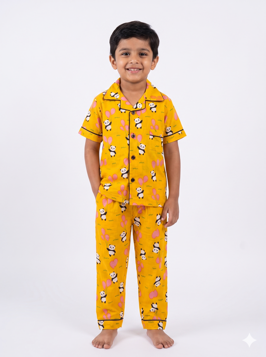 Panda Balloon Cotton Half-Sleeve Pajama Set