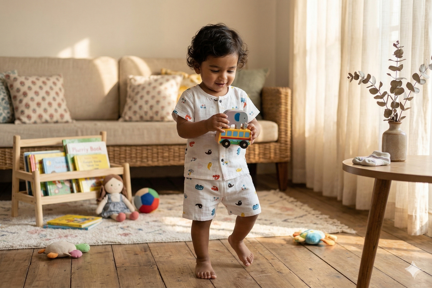 Tiny Travelers Organic Muslin Short Sleeve Button-Down Shirt