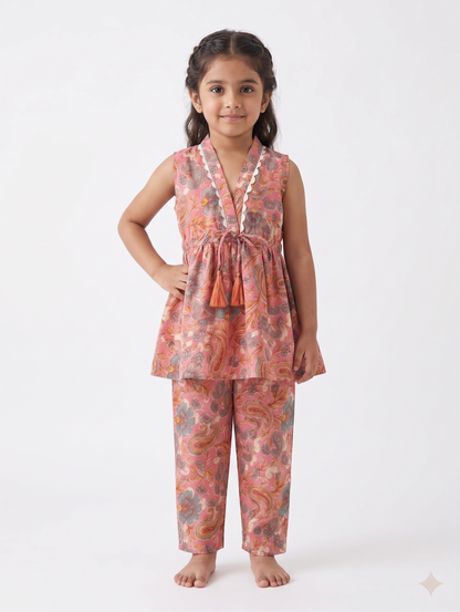 Peach Paisley Cotton Co-ord Set